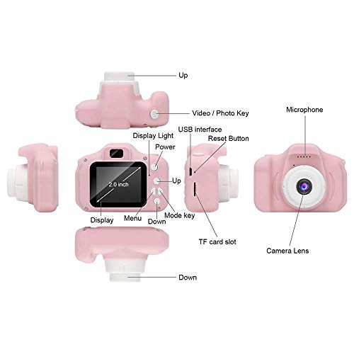 Kids Camera for 3-8 Year Old Toddler Childrens Digital Camera Mini Rechargeable Shockproof Video Camcorder Gifts with 32GB Memory Card for Birthday-Pink