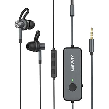Lasuney Active Noise Cancelling Earbuds, Active Noise Cancelling Earphones, 20H Playtime ANC Wired Earbuds in Ear Stereo Awareness Monitor Headphones with Microphone and Built-in Magnets
