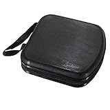 Foxnovo Portable Clear Plastic 40 CD DVD VCD Disc Holder Storage Box Bag Wallet Case Protector Organizer (Black)