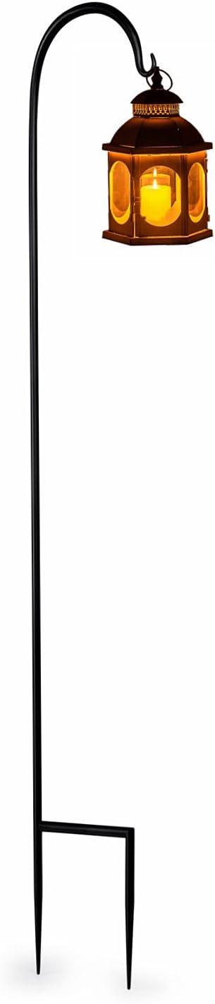 Outdoor Shepherd's Hooks - Adjustable Shepherd Hook 65 Inch,Super Strong Rust Resistant Premium Metal Hook for Hanging Plant Baskets,Weddings,Lanterns Baskets,Solar Lights Black Pack of 1