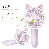 RioRand Handheld Mini Personal desk Fan 1200mAH Rechargeable USB Fan with 3 Speed Adjustable for Indoor and Outdoor Activities(Pink)