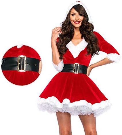 Onebook Women's 2 Piece Mrs. Claus Costume Santa Baby Costume Sexy Santa Outfits Petticoat