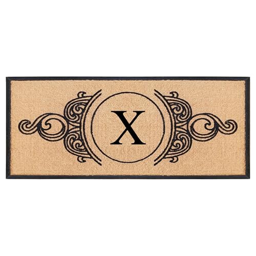 A1HC Natural Coir Monogrammed Doormat for Outside Entrance, Heavy Duty, Low Pro…
