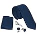 Bundle Monster Mens Skinny Tie Package, Slim Thin Necktie 4pc Set, for Men's Suit Accessories and Business Attire, Complete Set Kit for Weddings, Graduation, Father's Day and Holidays - Dark Blue