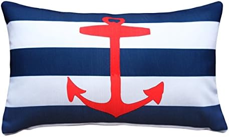 Amazon Com Pillow Decor Red Anchor Nautical Throw Pillow 12x19
