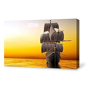 Canvas Wall Art for Living Room,Bedroom Home Artwork Paintings Sailboat Under The Sunset Ready to Hang - 12x18 inches