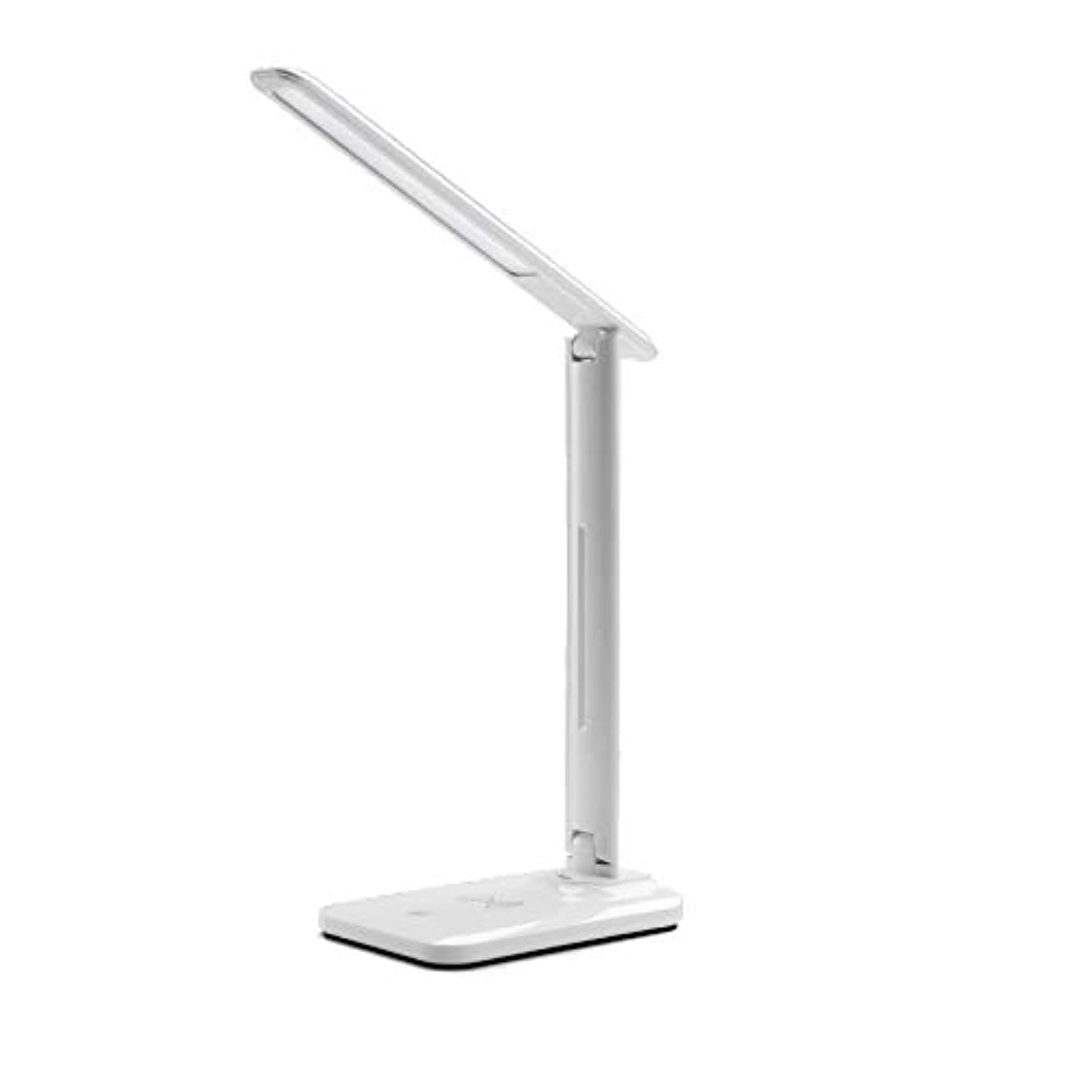 Vortex D10-WHITE LED Desk Lamp, Eye-Caring Table Lamps, Step Less Dimmable Office or Study Lamp with USB Charging Port, Touch Control,Wireless Output Power 10W,3 Colors Temperature Options(White)