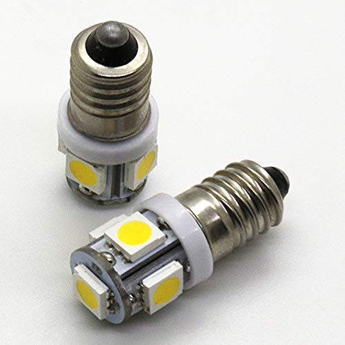GutReise 10pcs E10 6V Cold White LED Bulbs Light Lamps 5SMD 0.5W 50LM (Cold White, 6V) - Thumbnail 2