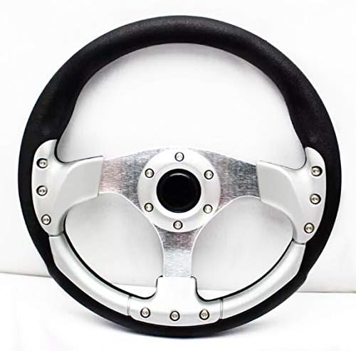 14" 350mm Aluminum Sport Race Racing Steering Wheel With Horn Button PU Black&White Frame Color