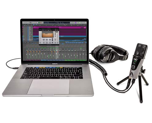 apogee mic plus - micrófono usb de calidad de estudio con cápsula de micrófono de condensador cardioide, preamplificador de micrófono incorporado y salida de auriculares de latencia cero