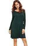ROMWE Women's Crew Neck Long Sleeve Casual Loose Tshirt Dress Tunic Tops
