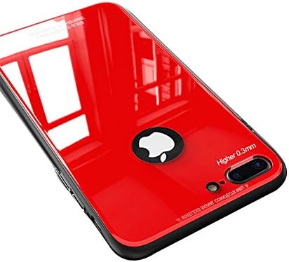 iPhone 8 Plus Case iphone 7 Plus Case, Shock Absorption Soft TPU Bumper Tempered glass back Cover full Protective for iPhone 8 Plus Case iphone 7 Plus Case (Red)