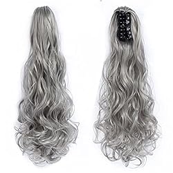 22 Inch Long Wavy Hair Ponytail Synthetic Wrap On