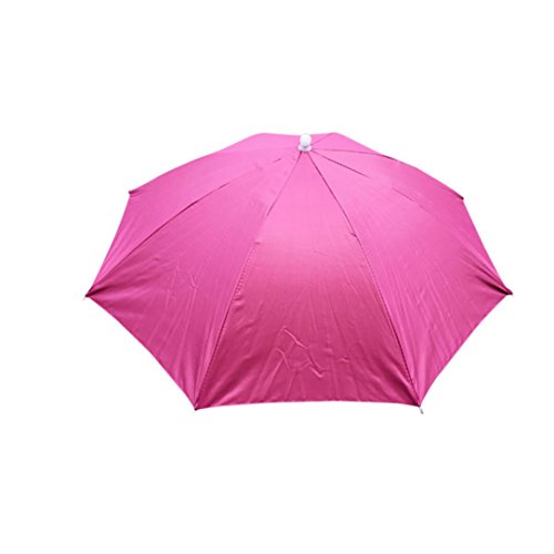 Nacome Outdoor Umbrella Hat,Novelty Foldable Sun Day Rainy Day Hands Free Hat Cap (Hot Pink)