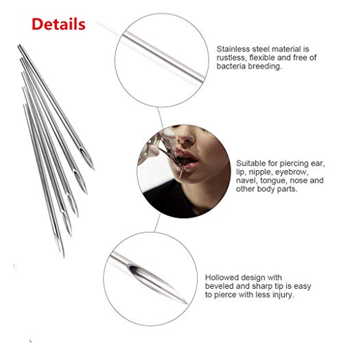 Tattoo Needles Ear Nose Piercing Needles,50pcs Mixed Body Piercing Needles Including Sizes 12g 14g 16g 18g 20g for Piercing Supplies Piercing Kit Body Piercing Tool - Thumbnail 2