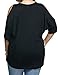 ALLEGRACE Women Plus Size Tops V Neck Short Sleeve Batwing Top Cold Shoulder T Shirt Black 2X