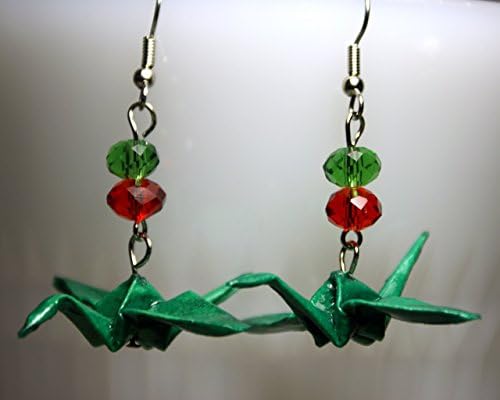 Christmas Origami Crane Earrings