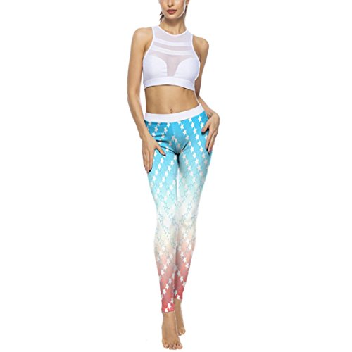 GOVOW Women's Printed Workout Leggings Fitness Sports Gym Running Yoga Capris Athletic Pants - Thumbnail 3