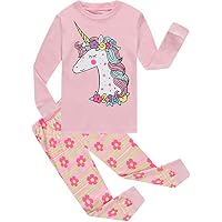 Little Girls Pajamas Baby Children Horse Pyjamas 100% Cotton Pink Toddler Sleepwear Size 5