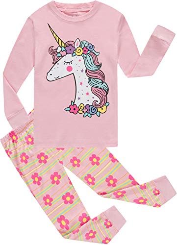 Girls Unicorn Pajamas Christmas Cute Purple Horse Clothes Baby Pants Gift Set