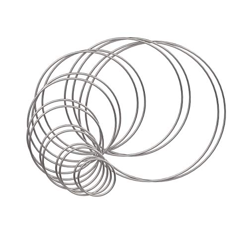 SOSMAR 16PCS Metal Rings Hoops 8 Sizes Craft Silver Rings for Dream Catcher, Wieldable Metal Ring for Macramé Wedding Décor DIY Handcraft Project (2/2.5/3.1/3.9/4.7/5.5/6.3/7.5inch) Silver - Thumbnail 3