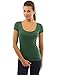 PattyBoutik Women Scoop Neck Lace Up Back Blouse (Green Medium)