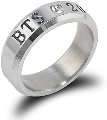 Ring Opeof Fashion Men Titanium Steel Rhinestone Letters Carving Finger Ring Jewelry Gift - BTS