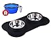 MiNiPet Dog Bowl Stainless Steel Removable Pet Bowls Water Food Feeder With Non Spill and Skid Resistant Silicone Mat Set of 2 Puppy Cats Travel Bowl