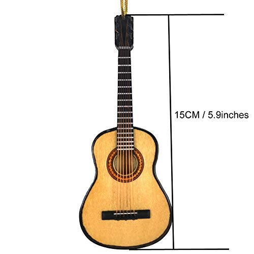 Alano Wooden Maple Mini Ornaments Guitar Musical Instrument Miniature Holiday Dollhouse Model Home Decoration (15cm Guitar)