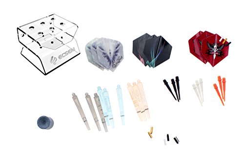 TenCloud 3 Sets/47 Packs Dart Accessories: 1 Acrylic Holder,1 Dart Sharpener, 9 Dart Flights with Flight Savers,9 Medium Shafts with O-Rings,9 Softip Points