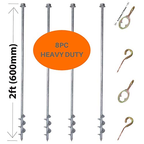 Buy GROUNDGRABBA Ground Anchor Screw Kit Hexhooks & 2 Ft Ground Anchors Heavy Duty for High