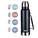 MIRA Classic Stainless Steel Vacuum Wide Mouth Thermos | Leak-proof Double Walled Insulated Work and Camping Flask | Beverage Bottle Keeps Your Drink Hot & Cold | 1.2 L (40 oz) | Black