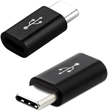 2-Pack Type C (USB-C) to USB 2.0 Micro USB Female Adapter Charge and Data Sync Converter for Google Pixel 2, Samsung Galaxy Note 8, S8, LG V30, G6, Sony XZ, HTC U11, Moto Z and Type-C Phone (Black)