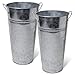 Rustic Metal 13 Inch Galvanized Flower Vase - Set of 2 - French Bucket - Farmhouse Style - Perfect for Fresh and Dried Floral Arrangements for Home and Weddings (Silver)