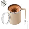 Electric Mixing Mug,Electric Stirring Coffee Mug,Coffee thermos, Coffee Mugs,Suitable for Coffee, Milk, Cocoa and Other Beverages (Cream White)