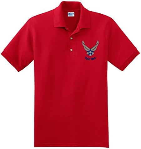 Personalized Custom Embroidered Air Force Chevron Logo Design on Polo Shirt, mens x-large, red