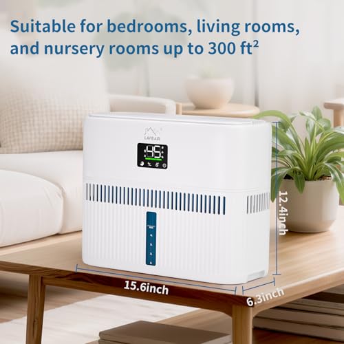 LAVIEAIR Evaporative Humidifiers for Bedroom, Living Room, Nursery, Large Room up to 300 ft², Mist-free No White Dust Top Fill Humidifier for Baby, Plants, 5L Tank, Max 48H Runtime, Easy to Clean