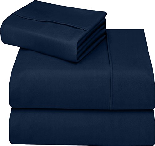 Utopia Bedding 3-Piece Twin Bed Sheet Set - Soft Brushed Microfiber Wrinkle Fade and Stain Resistant - Navy