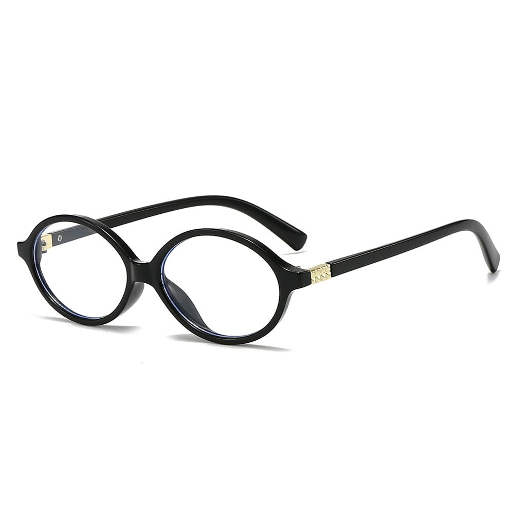 Photo 1 of YAMEIZE Small Oval Blue Light Blocking Glasses for Women Men Retro Clear Anti Blue Light Eyeglasses for Computer Gaming (Light Black Clear)