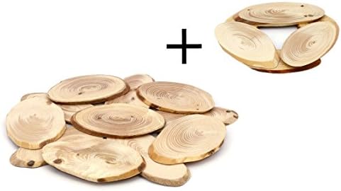 Wood Trivet for Hot Dishes,Pot Holders,Hot Pads,Round Table Top,Country Style Kitchen - Handmade from Natural Aromatic Pine Wood for Pots and Pans - Premium Quality - Ø 7.88 Inch. (2-pack)