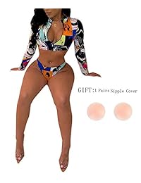 Traje de baño de manga larga KXYKZM Rash Guard para dama, 2 piezas de trajes de baño de bikini de triángulo de cintura alta sexy, traje de baño Tankini con impresión 3D