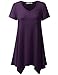 URBANCLEO Womens Short Sleeve V-Neck Tunic Top Long T-Shirt Plum Large