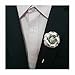 80Hou 2pcs PU Camellia Flower Lapel Pin Boutonniere Stick For Wedding Party Suit Gold Silver Floral Pin