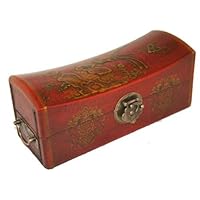 Asian Home Vintage Chinese Jewelry Keepsake Box W. Leather Surface
