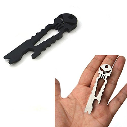 Doinshop New Useful Outdoor Stainless Skull EDC Survival Pocket Tool Key Ring Opener