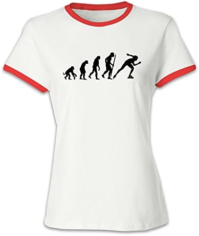 Women's Evolution Of Inline Speed Skating Baseball T-shirt Red