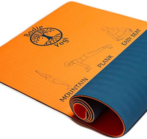 Bodie Yogi 滑らないフィットネス指導ヨガマット W イラスト付き 環境に優しい 非毒性 24 X 72 厚さ6mm
