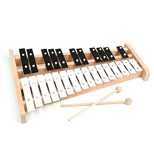 Professional Wooden Alto Full Size Glockenspiel Xylophone with 27 Metal Keys for Adults & Kids