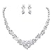 EVER FAITH Bridal Leaf Jewelry Set Clear Austrian Crystal Simulated Pearl