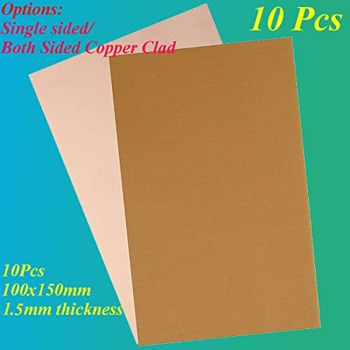 OUYAWEI Top 10 Pcs 1.5mm FR4 Copper Clad Plate Laminate PCB Printed Circuit Board 100x150mm